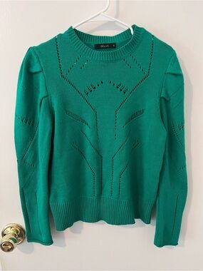 Deluc Okeefe Pointelle Sweater Kelly Green Size Large
